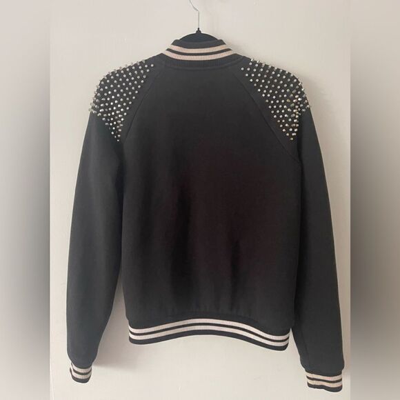 New! Victorias Secret Pink STUDDED Bomber Varsity Jacket - Picture 2 of 7